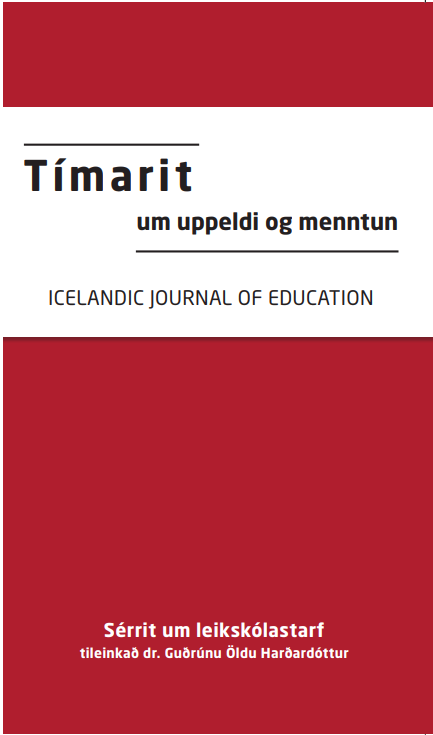 Forsíða Tímarits um uppeldi og menntun - sérrit um leikskólastarf tileinkað dr. Guðrúnu Öldu Harðardóttur